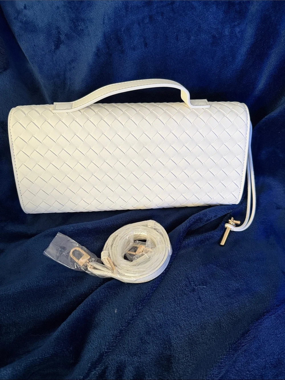 Woven Leather Wristlet Clutch - Ivory